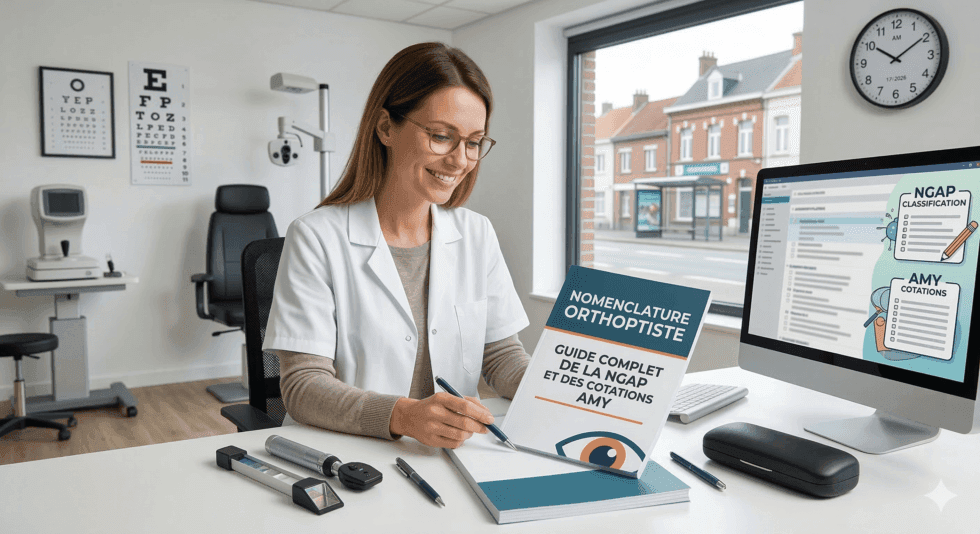 Nomenclature orthoptiste 2026 : guide complet NGAP, cotations AMY et facturation