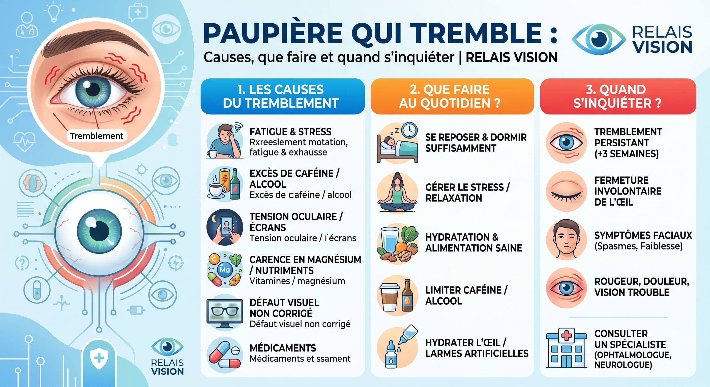 Paupière qui tremble : causes, que faire et quand s'inquiéter | Relais Vision